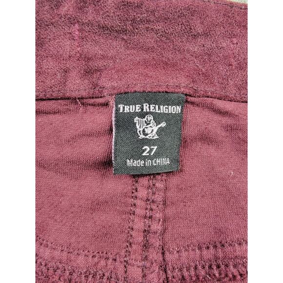 True Religion Jeans Womens 27 Burgundy Jennie Midrise Velveteen Skinny Stretch - Picture 4 of 16